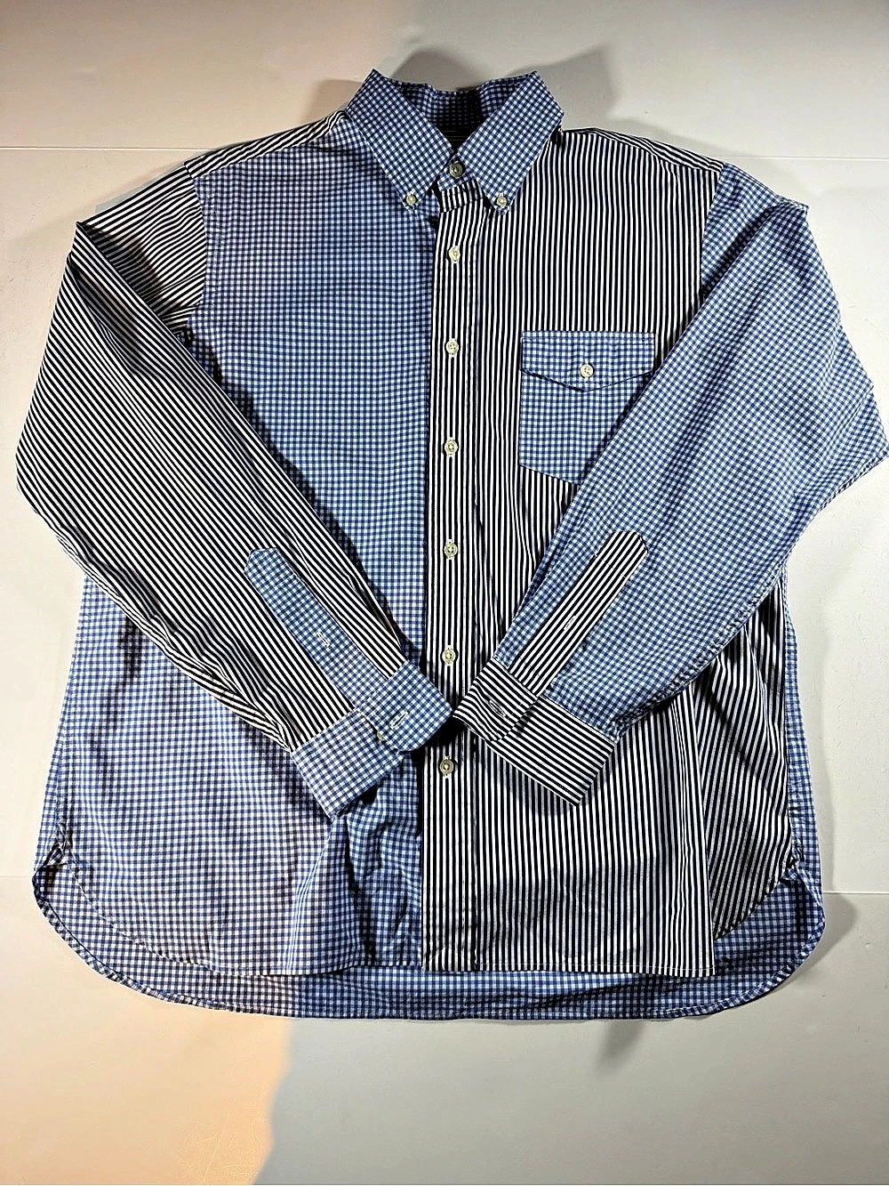 Polo Ralph Lauren Classic Fit Color Block Button Down Blue Size Large